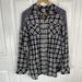 Free People Tops | Free People S Plaid Blouse Button Up Shirt Top Long Sleeve Patchwork Flannel | Color: Black | Size: S