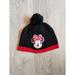 Disney Accessories | Minnie Mouse Hat Youth Winter Beanie Skull Ski Cap Black Red Pom Stretch Acrylic | Color: Black | Size: Os