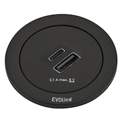 EVOline One Einbausteckdose mit USB-A / USB-C Charger, schwarz Image