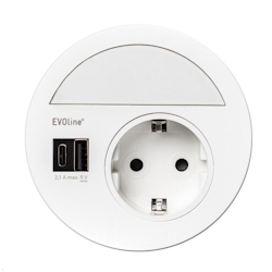 EVOline Circle80 Einbausteckdose mit USB-Doppelcharger A/C, Blende, weiß Image
