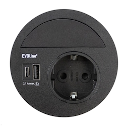 EVOline Circle80 Einbausteckdose mit USB-Doppelcharger A/C, Blende, schwarz Image
