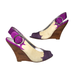 Jessica Simpson Shoes | Jessica Simpson Shoes Womens 8 Cream Purple Brown Wedge Heels Peep Toe Slingback | Color: Cream/Purple | Size: 8