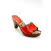 Coach Shoes | Coach Womens Enamel Monogram Colorblock Wood Block Heels Mules Orange Size 7 | Color: Orange | Size: 7