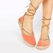 Free People Shoes | Free People Suede Espadrille Lace Up Flats | Color: Orange/Tan | Size: 40eu