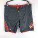 Adidas Swim | Adidas Mens Swim Trunks Mesh Brief Lace Up Logo Zip Pocket Gray Red L | Color: Gray/Red | Size: L