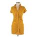 SO Casual Dress - Shirtdress Collared Short sleeves: Yellow Print Dresses - Women's Size Medium