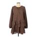 ING International Newport Group Casual Dress - Popover: Brown Leopard Print Dresses - Women's Size Large