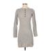 Gap Casual Dress - Bodycon High Neck Long sleeves: Gray Print Dresses - Women's Size X-Small Petite