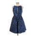 Aidan by Aidan Mattox Casual Dress - A-Line: Blue Brocade Dresses - New - Women's Size 4