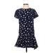 Zara Casual Dress - Mini Crew Neck Short sleeves: Blue Print Dresses - Women's Size X-Small