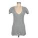 Mossimo Supply Co. Casual Dress - Shift V Neck Short sleeves: Gray Dresses - Women's Size Medium