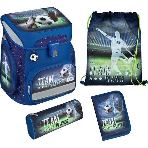 "Schulranzen SCOOLI ""EasyFit, Team Player"" Gr. B/H/T: 33 cm x 36,5 cm x 29 cm, blau (team player) Kinder Rucksäcke Schulranzen"