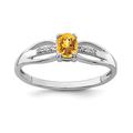 Solid 925 Sterling Silver Oval 0.30 Ctw Citrine Gemstone Cluster Style Women Wedding Ring (Sterling Silver, 7.5)