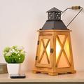 Vintage Wood Table Lamp with Handle-2 in 1 Industrial Decorative Hurricane Candle Lights with Plug in Cord Orangle Accent Antique Rustic Black Metal Bedside E27 Desk Lamp/Hang Lamp for Bedroom