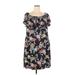 Lane Bryant Casual Dress - Shift Boatneck Short sleeves: Black Floral Dresses - Women's Size 18 Plus