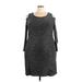 NY Collection Casual Dress - Sweater Dress: Gray Marled Dresses - Women's Size 2X