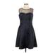 Jessica Simpson Cocktail Dress - A-Line: Blue Damask Dresses - Women's Size 10