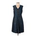 Elie Tahari Cocktail Dress - A-Line V Neck Sleeveless: Blue Dresses - Women's Size 10