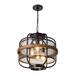 E.T. Lamp 4 - Light Dimmable Drum Shape Wood Metal Industrial/Farmhouse Design Lantern Pendant Wood/Metal in Black/Brown | 42 H x 44 W in | Wayfair