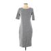 Lularoe Casual Dress - Sheath Scoop Neck Short sleeves: Gray Print Dresses - Women's Size Medium