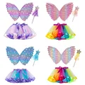 Mini jupe tutu avec ailes pour filles jupon de princesse pour enfants jupe de danse arc-en-ciel