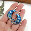 Boucles d'oreilles pendantes rétro Blue Moon pour femmes bohème gitane conception de motif étoile