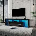 Ivy Bronx Dealia TV Stand, entertainment center, media console w/ LED lights for 80 inch TV Wood in Black | Wayfair