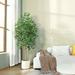 Primrue Adcock Faux Ficus Tree in Pot w/ Planter, Faux Green Ficus Plant, Fake Tree for Home Decor Silk/ in White | 70 H x 18 W x 18 D in | Wayfair