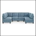 Blue Sectional - Latitude Run® U Shape Modular Sectional Sofa, Includes Four Single Chair & Two Corner Chenille, | 36.5 H x 116 W x 58 D in | Wayfair