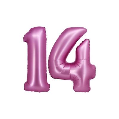 XL Folienballon pink matt Zahl 14