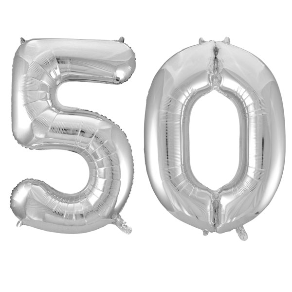XL Folienballon silber Zahl 50 Image