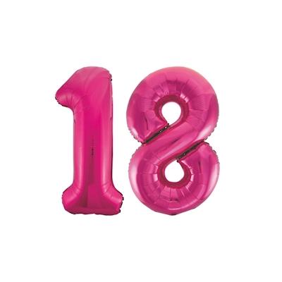 XL Folienballon pink Zahl 18