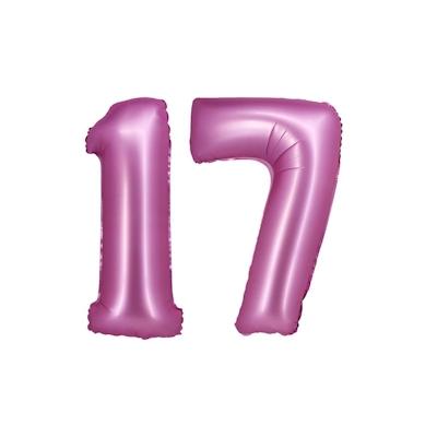 XL Folienballon pink matt Zahl 17