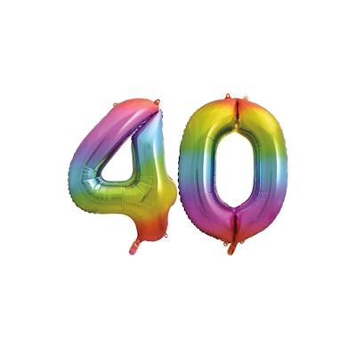 XL Folienballon Regenbogen Zahl 40