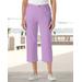 Appleseeds Women's Dreamflex Fringe-Hem Comfort-Waist Capri Jeans - Purple - 12 - Misses