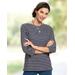 Appleseeds Women's Essential Cotton Striped Bateau-Neck Tee - Multi - M - Misses