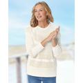 Appleseeds Women's Crochet Charm Sweater - Ivory - PS - Petite