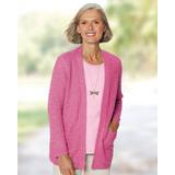 Appleseeds Women's Linen/Cotton Basketweave Cardigan - Pink - S - Misses
