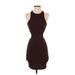 Shein Casual Dress - Mini: Burgundy Solid Dresses - Women's Size X-Small