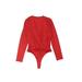 Bodysuit: Red Solid Tops - Women's Size Medium