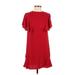 MNG Casual Dress - A-Line Crew Neck Short sleeves: Red Print Dresses - Women's Size 2