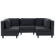 5-Sitzer Sofa Schwarz Stoffbezug U-Förmig mit Kissen Schwarze Beine Modular Modern Modulsofa Wohnlandschaft Wohnzimmer Salon Wohnecke