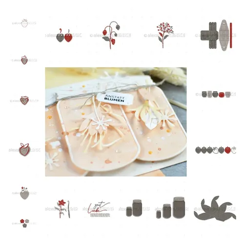 Erdbeeren Mini Marmelade Gläser Set Metall Schneidwerk zeuge für DIY Scrap booking handgemachte Grußkarten Erdbeere