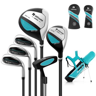 Costway Junior Complete Golf Club Set with Stand Bag Rain Hood-Blue