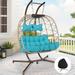 Patio Outdoor Indoor Wicker Double Swing Egg Chair with Stand