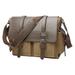 FRCOLOR Canvas Leather Briefcase Shoulder Bag Diagonal Cross Bag Retro Designed Computer Bag(Khaki)