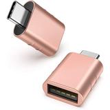 2 Pack USB Male to USB3 Female Adapter Compatible for iPhone 15 Pro Max iMac iPad Mini/Pro 2023 Pro MacBook Air 2020 and Other Type C Devices Rose Gold