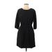 H&M Casual Dress - Fit & Flare Scoop Neck 3/4 Sleeve: Black Solid Dresses - Women's Size 6