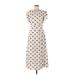 Great Jones Casual Dress - Midi High Neck Short sleeves: Ivory Print Dresses - Women's Size Small