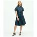 Brooks Brothers Women's Signature A-Line Cotton Sateen Shirt Dress | Navy | Size 14